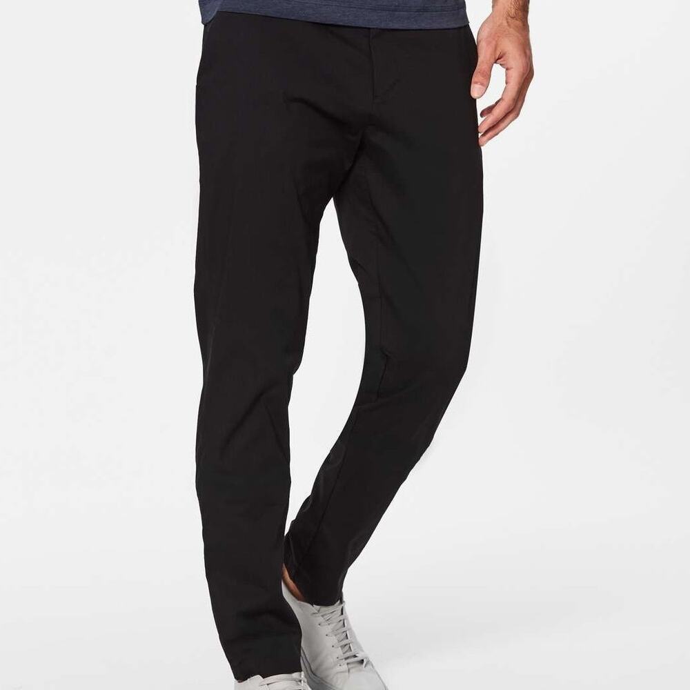 Lululemon Mens Commission Pant Classic Swift Cotton Size 38x32 Black Golf Work